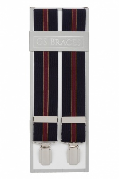 Navy Blue With Burgundy Stripe Trouser Braces Suspenders